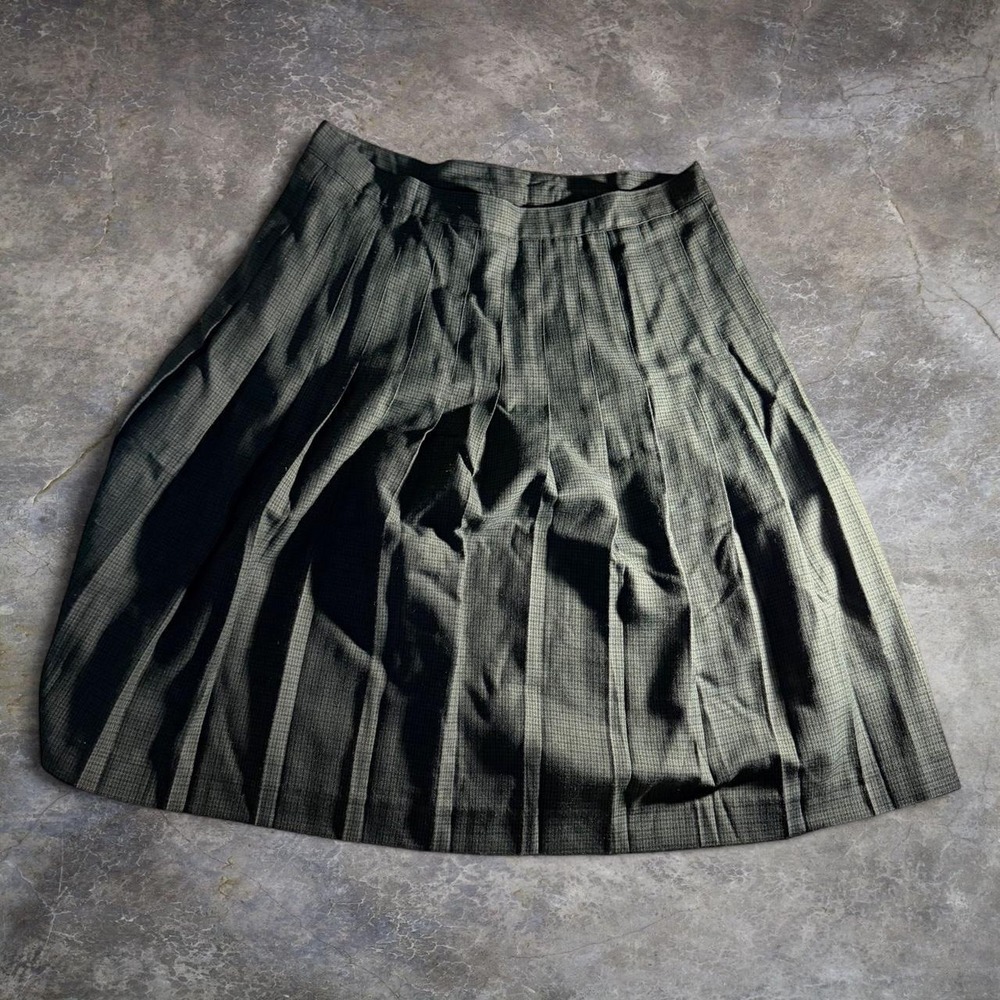 Sag Harbor Green Plaid Pleated Midi Skirt Womens Size 18W Vintage Academic Prep